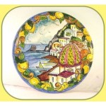 Piatto cm.37con paesaggio di  Positano e Limoni