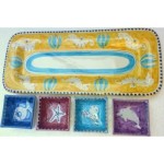 Ceramic tray with square bowls