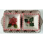 Ceramic rectangular tray with square bowls