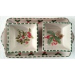Ceramic rectangular tray with square bowls