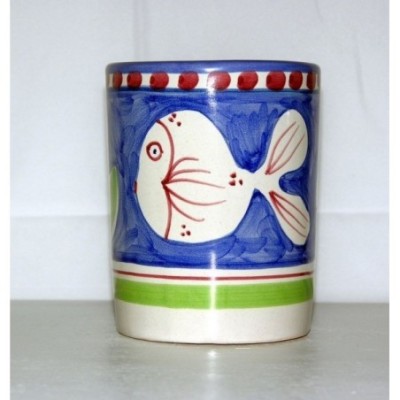 Bicchiere cm.10 pesce fondo blu elettrico