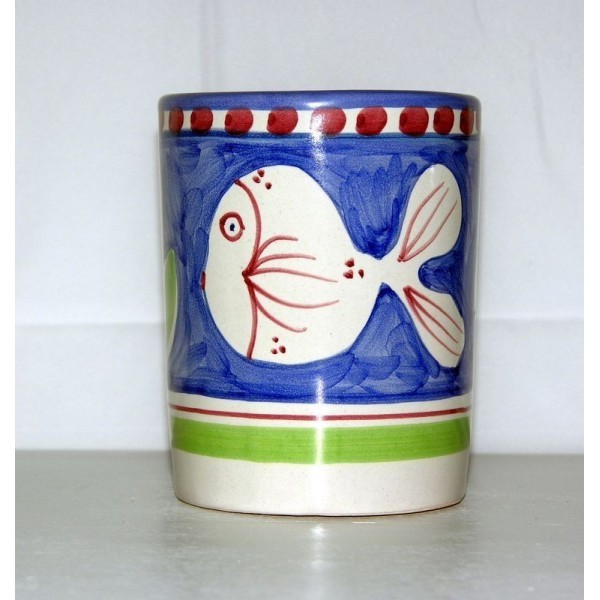 Bicchiere cm.10 pesce fondo blu elettrico